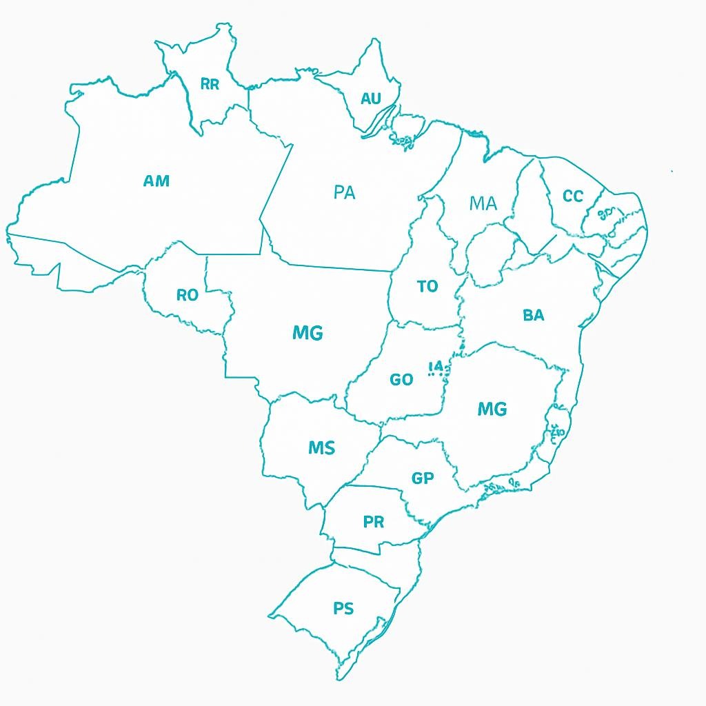 mapa do Brasil representando que temos assitência técnica de vitirnes refrigeradas em todo o país.